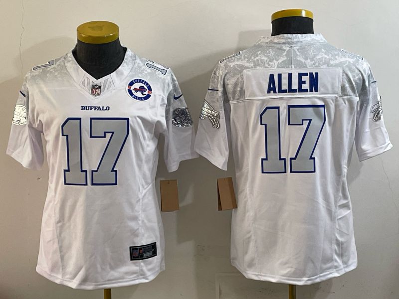 Women 2025 Buffalo Bills #17 Allen white 5th generation Throwback Nike Limited NFL Jersey style 006->women nfl jersey->Women Jersey